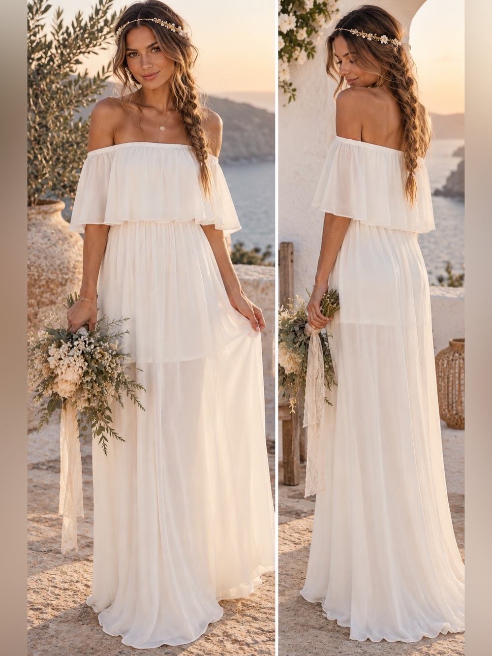 NWT Show Me Your Mumu Hacienda White Off Shoulder Maxi Dress Bridal S